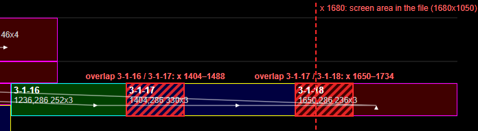Zoom on the right end of screen 2: the overlaps of 3-1-16/3-1-17 and 3-1-17/3-1-18, and the x 1680 edge of the screen area